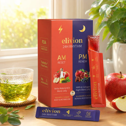 Daily Wellness Jelly Sticks AM & PM, Healthy Metabolism & Relaxation Support - 14 Sticks, Apple & Blueberry, Contains Apple Cider Vinegar, Collagen, Chia Seeds, Non-GMO