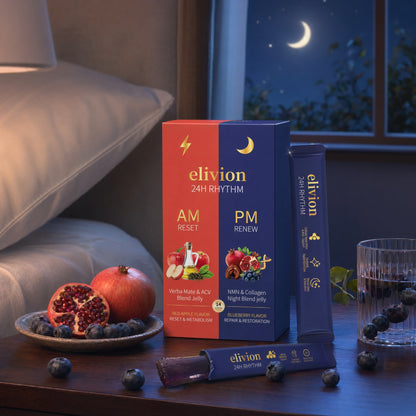 Daily Wellness Jelly Sticks AM & PM, Healthy Metabolism & Relaxation Support - 14 Sticks, Apple & Blueberry, Contains Apple Cider Vinegar, Collagen, Chia Seeds, Non-GMO