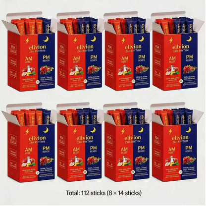 Daily Wellness Jelly Sticks AM & PM, Healthy Metabolism & Relaxation Support - 14 Sticks, Apple & Blueberry, Contains Apple Cider Vinegar, Collagen, Chia Seeds, Non-GMO