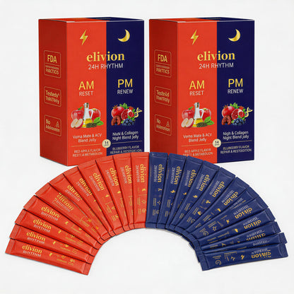 Daily Wellness Jelly Sticks AM & PM, Healthy Metabolism & Relaxation Support - 14 Sticks, Apple & Blueberry, Contains Apple Cider Vinegar, Collagen, Chia Seeds, Non-GMO