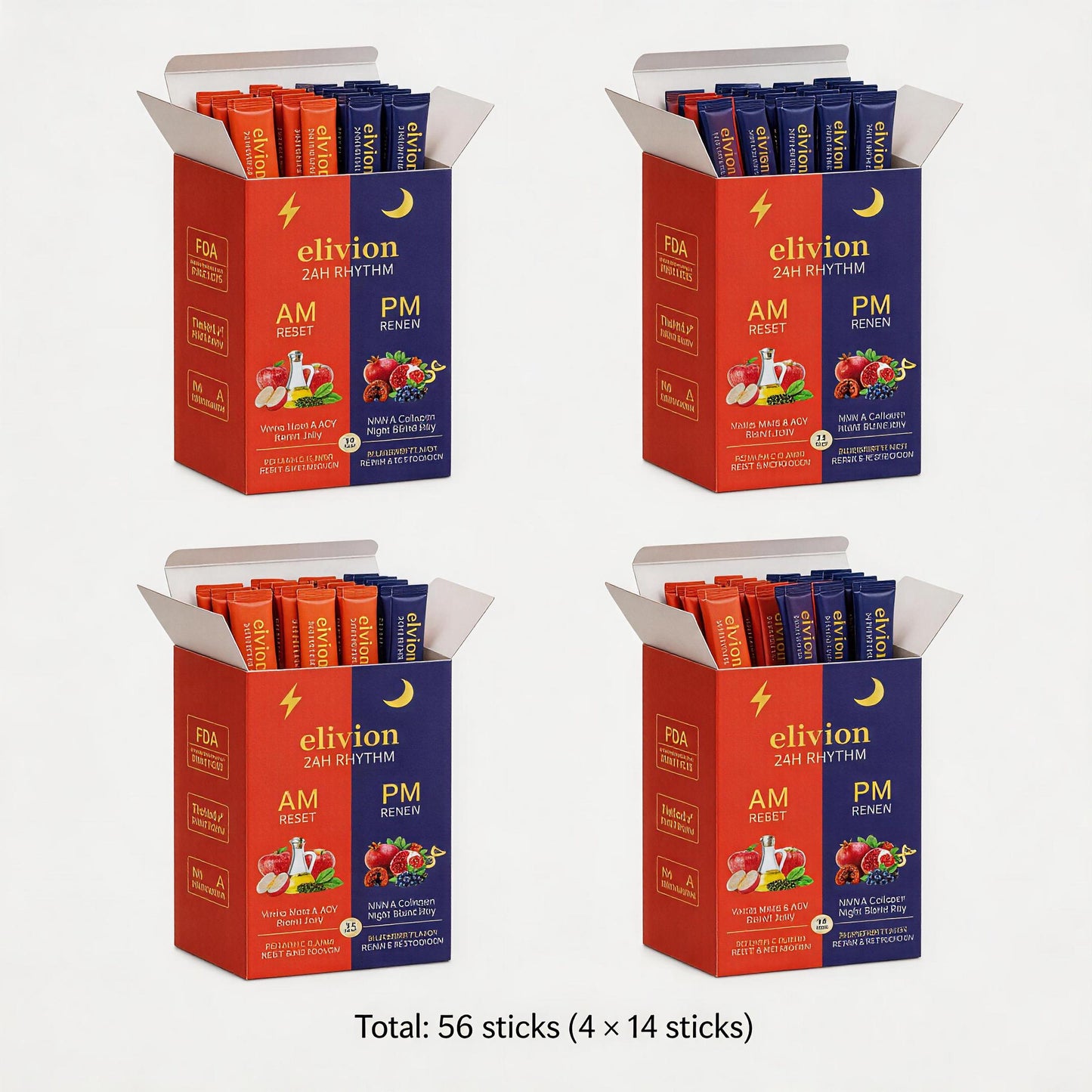 Daily Wellness Jelly Sticks AM & PM, Healthy Metabolism & Relaxation Support - 14 Sticks, Apple & Blueberry, Contains Apple Cider Vinegar, Collagen, Chia Seeds, Non-GMO