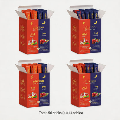 Daily Wellness Jelly Sticks AM & PM, Healthy Metabolism & Relaxation Support - 14 Sticks, Apple & Blueberry, Contains Apple Cider Vinegar, Collagen, Chia Seeds, Non-GMO